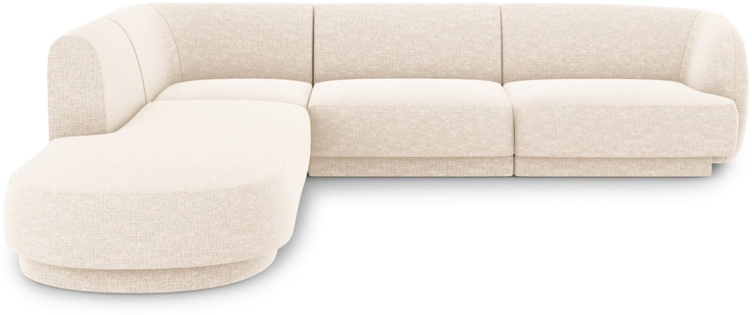 Micadoni 6-Sitzer Ecke links Sofa Miley | Beinfarbe Black Plastic, Helles Beige, Chenille Bild 1