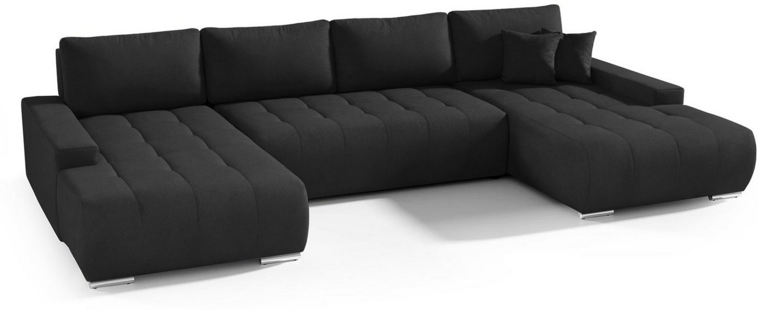 Beautysofa Ecksofa Ecksofa DRACO U Bettkasten Schlaffunktion Wellenfedern U-förmig Bild 1