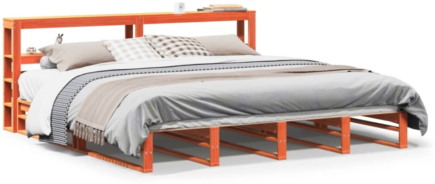 vidaXL Massivholzbett ohne Matratze Wachsbraun 180x200 Kiefernholz 3306506 Bild 1