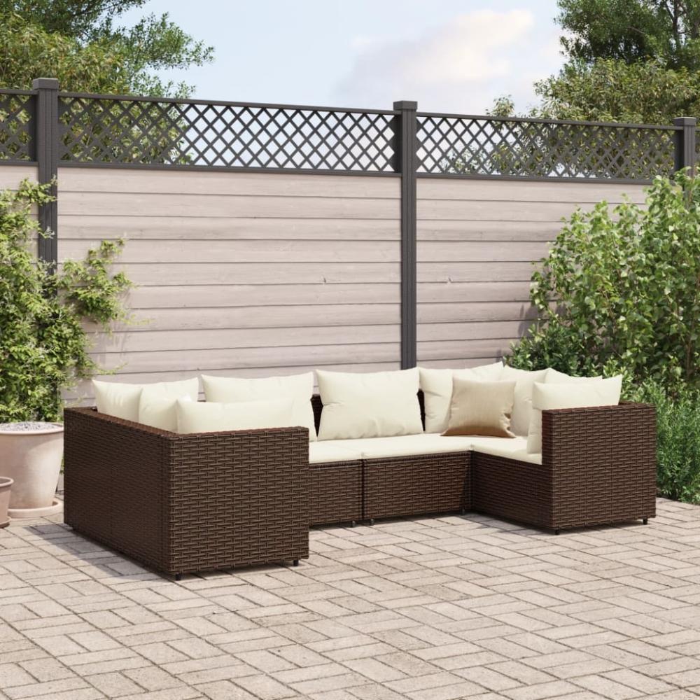 vidaXL 6-tlg. Garten-Lounge-Set mit Kissen Braun Poly Rattan 3308249 Bild 1