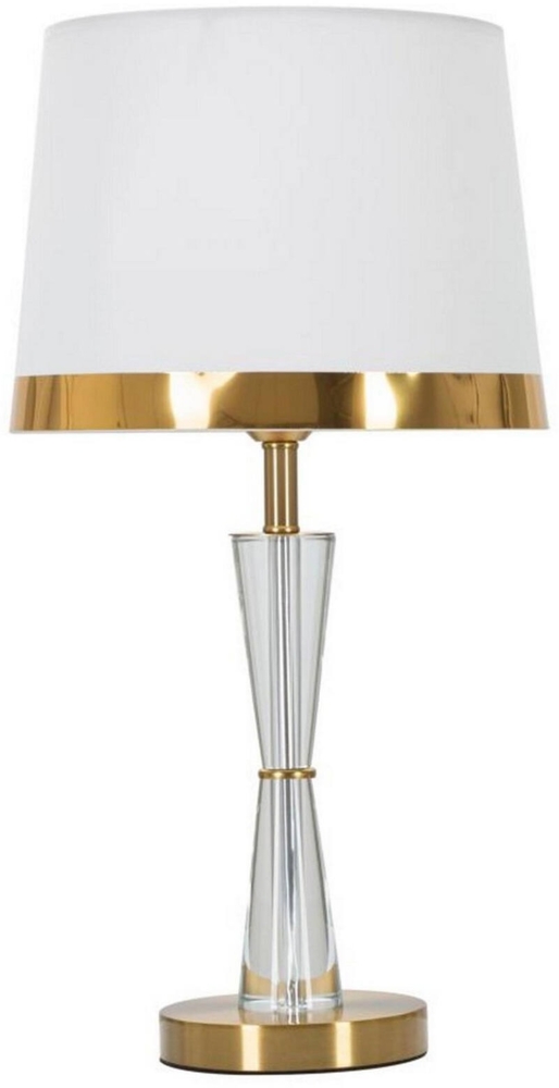 Dmora Tischlampe Arriccio, Schreibtischleuchte, Büroleuchte, Arbeitslampe, 30x30 h56 cm, Weiß und Gold Bild 1