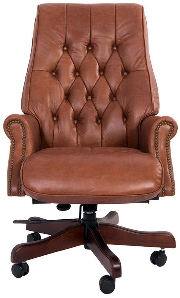 Bürosessel Belford Leder Chesterfield-Knopfmuster "Mocca-Brown" Bild 1