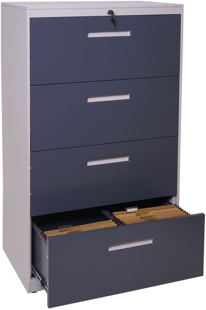 Hängeregisterschrank HWC-A10, Aktenschrank Büroschrank Stahlschrank, A4 abschließbar ~ 132x76x46cm grau-dunkelgrau Bild 1