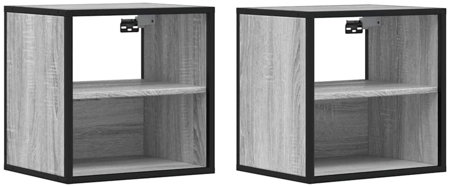 vidaXL Wand-Nachttische 2 Stk. Grau Sonoma 40x31x39,5 cm 848751 Bild 1