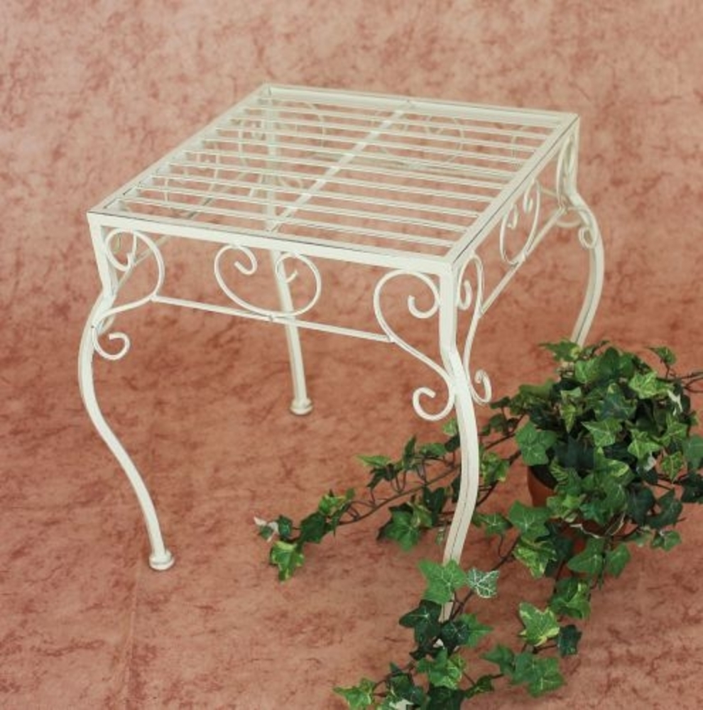 DanDiBo Blumenhocker Metall Weiß Eckig 35 cm Blumenständer 20217 Pflanzenständer Beistelltisch Klein Bild 1