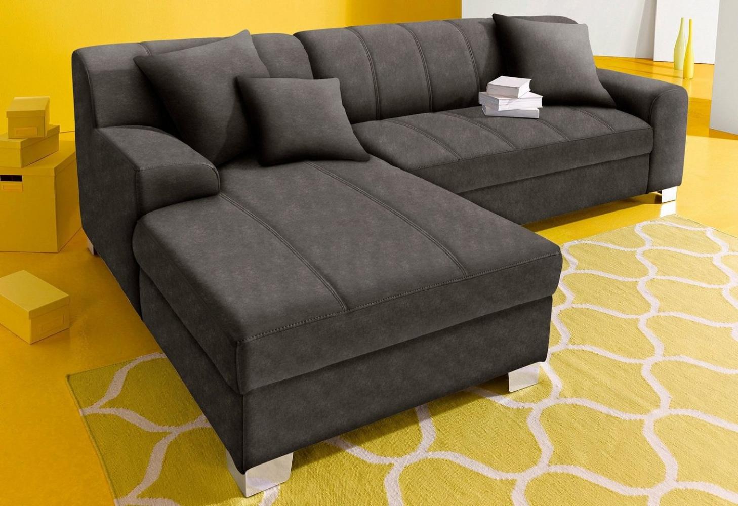 INOSIGN Ecksofa Turah incl. Zierkissen, moderne Steppung, auch in Leder, wahlweise mit Bettfunktion, Schlafsofa, B/T/H: 239/152/75 cm, L-Form Bild 1