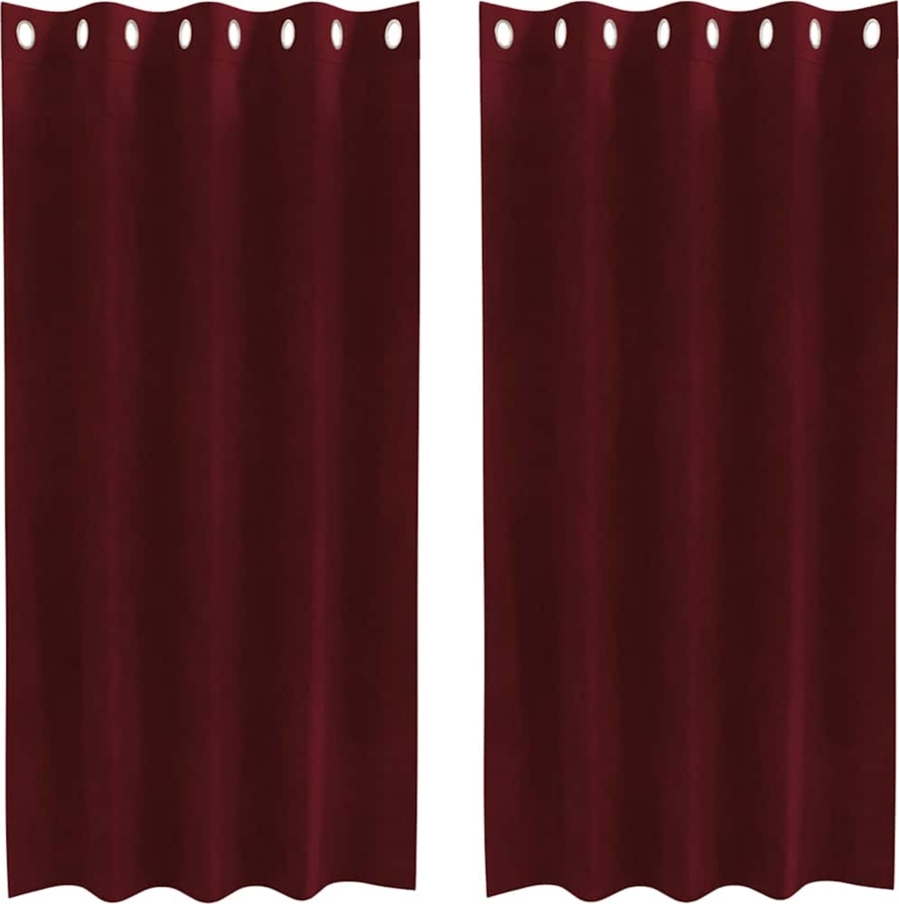 vidaXL Vorhänge mit Vorhängen 2 pcs Weinrot 140 x 175 cm Samt 4107299 Bild 1