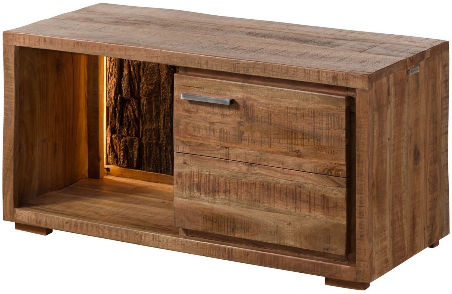 Massivmoebel24 Kommode (Massivholz), Akazie 88x40x45 natur lackiert BARK #124 Bild 1