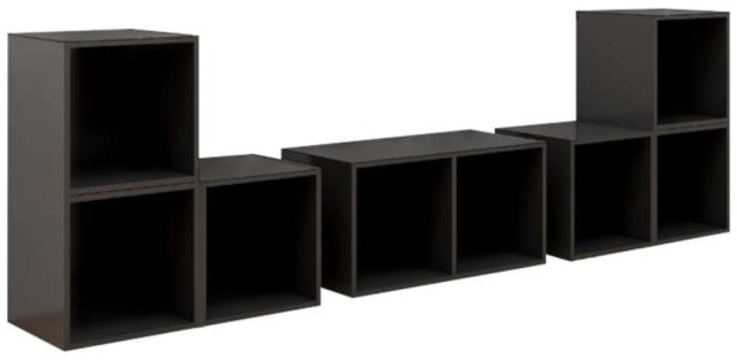 vidaXL 6-tlg. TV-Schrank-Set Hochglanz-Grau Spanplatte [3080059] Bild 1