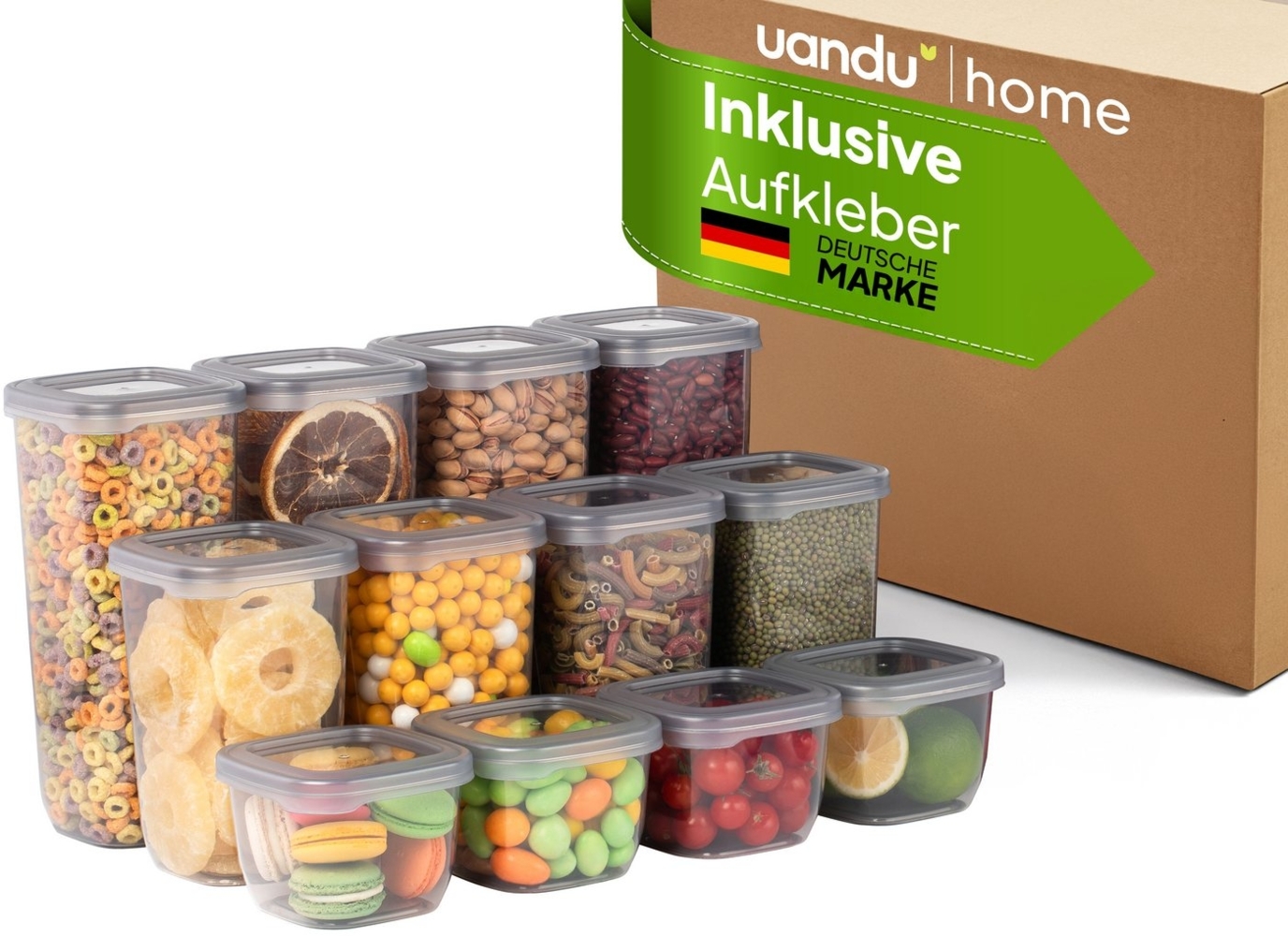 uandu home Vorratsdose Vorratsdosen mit Deckel Luftdicht, Vorratsbehälter Set, BPA Frei, (Vorratsbehälter Set, Aufbewahrungsbox Küche, BPA Frei Kunststoff, Luftdichte Aufbewahrungsbox) Bild 1