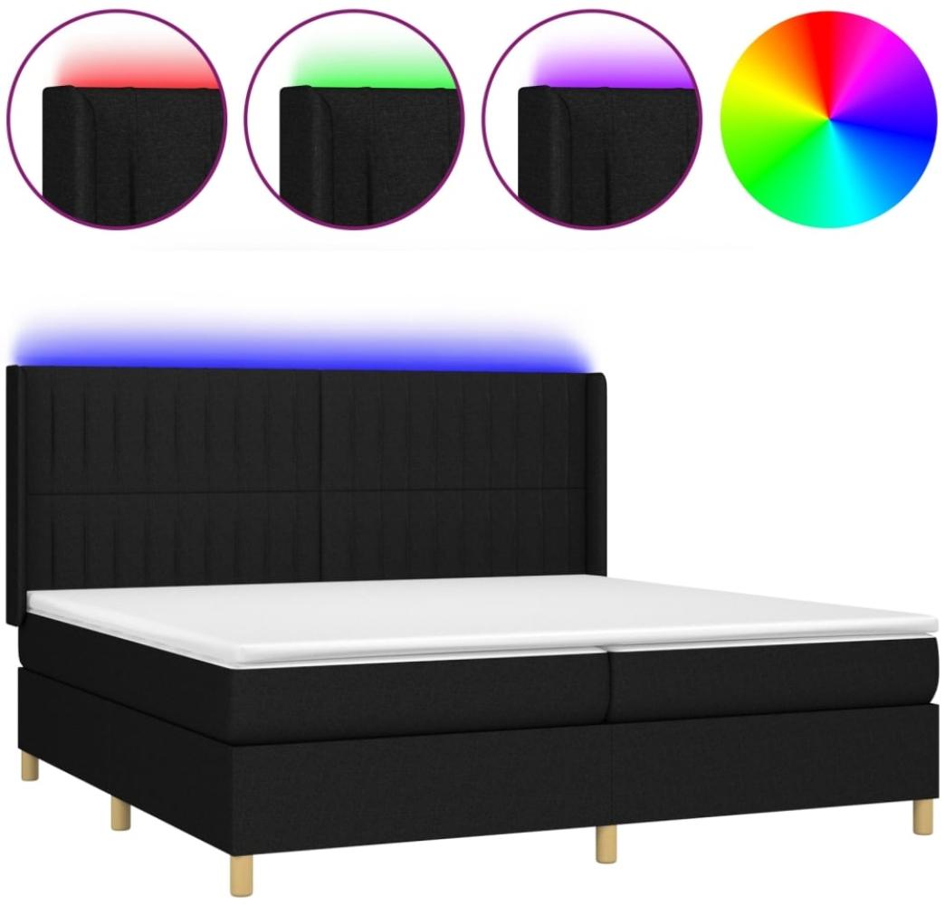 vidaXL Boxspringbett mit Matratze & LED Schwarz 200x200 cm Stoff, Härtegrad: H2 [3139063] Bild 1
