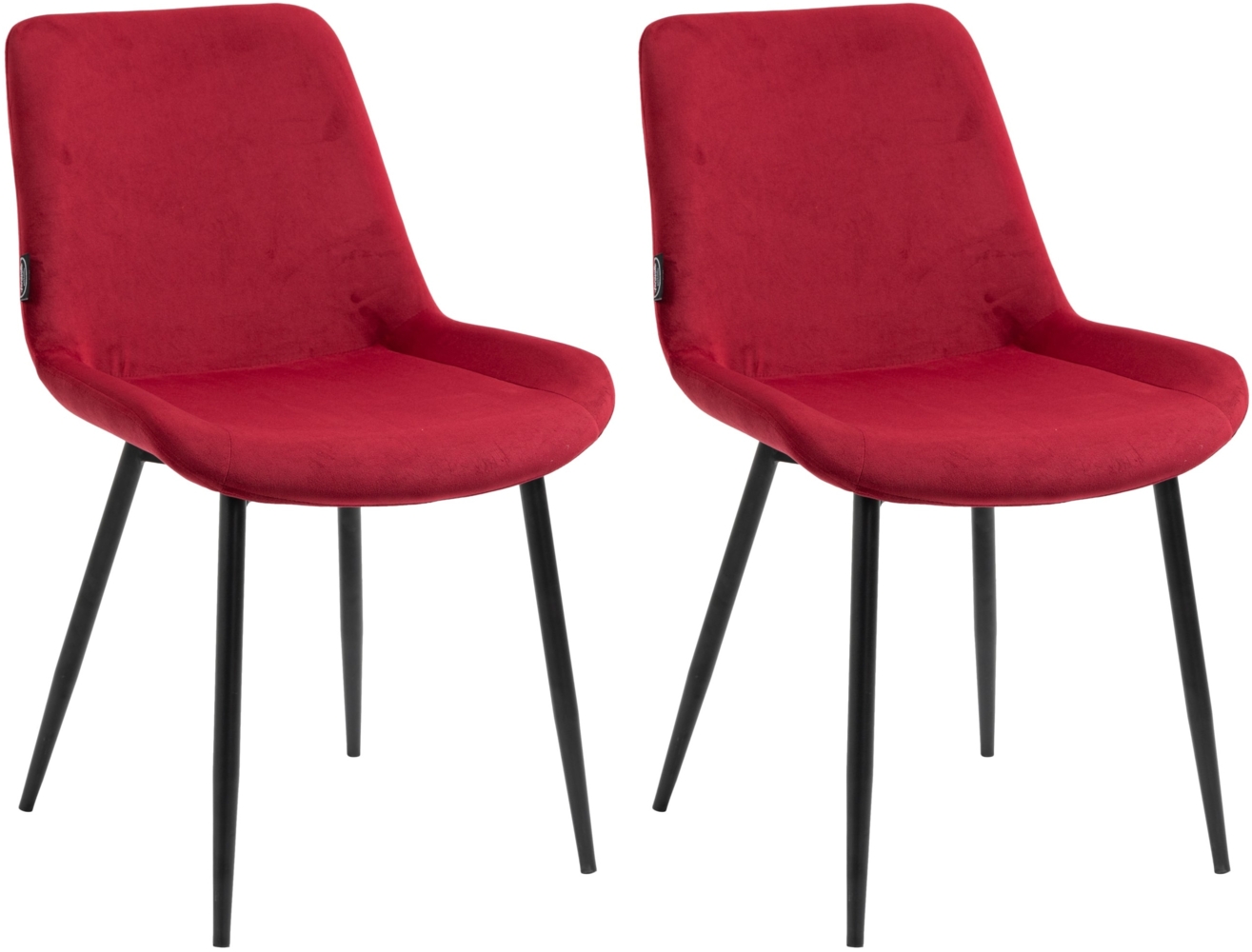 DELUKE® 2er Set Esszimmerstühle WIKIL Samt - 80 x 51 x 60 cm, rot, Samt Metall matt schwarz Gestell Stühle Esszimmerstühle Stuhl Esszimmer Esstisch Stühle Küchenstuhl Bild 1