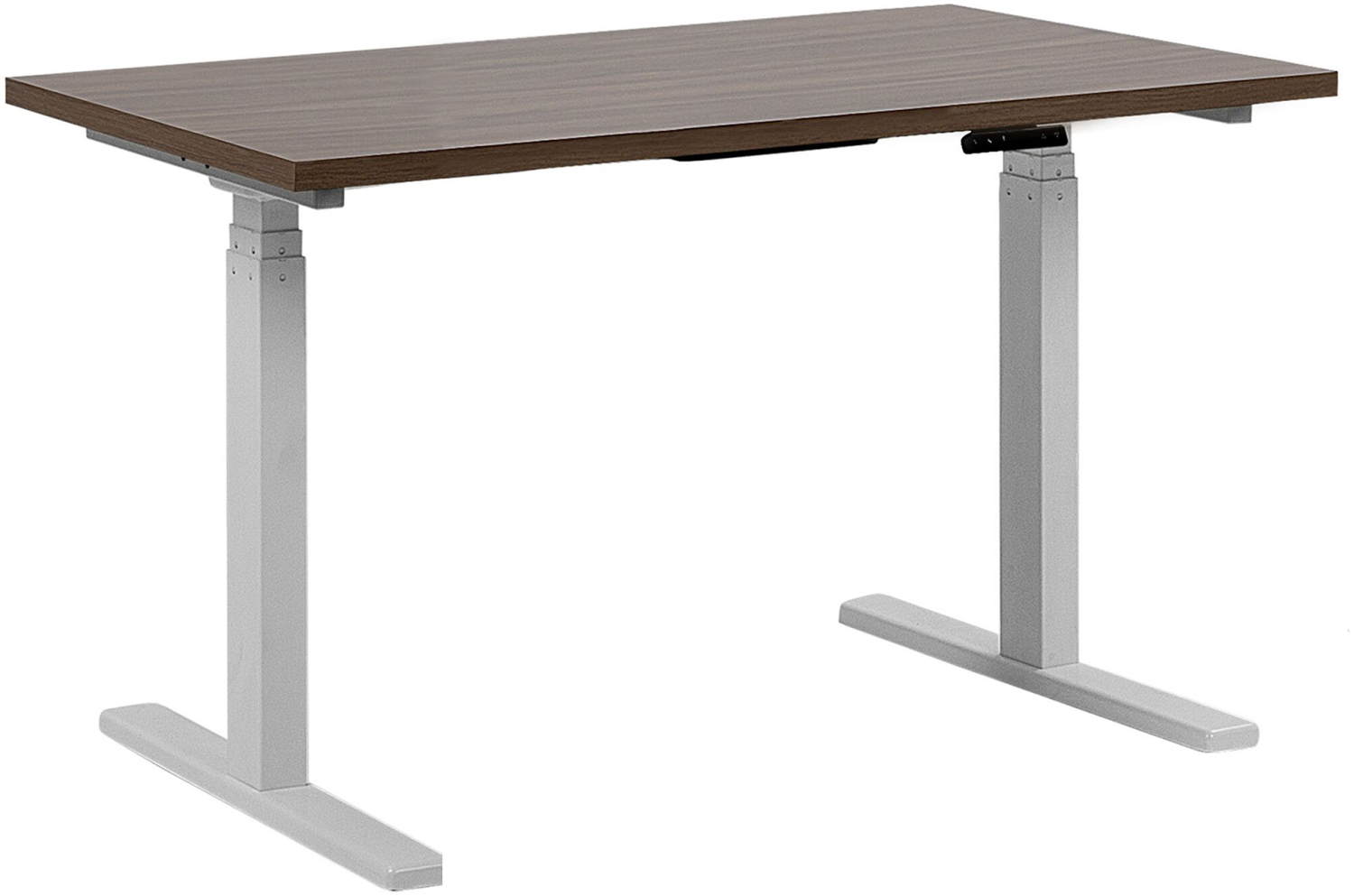 Schreibtisch elektrisch höhenverstellbar, Spanplatte Braun/ Weiß, 63-126 x 130 x 72 cm Bild 1