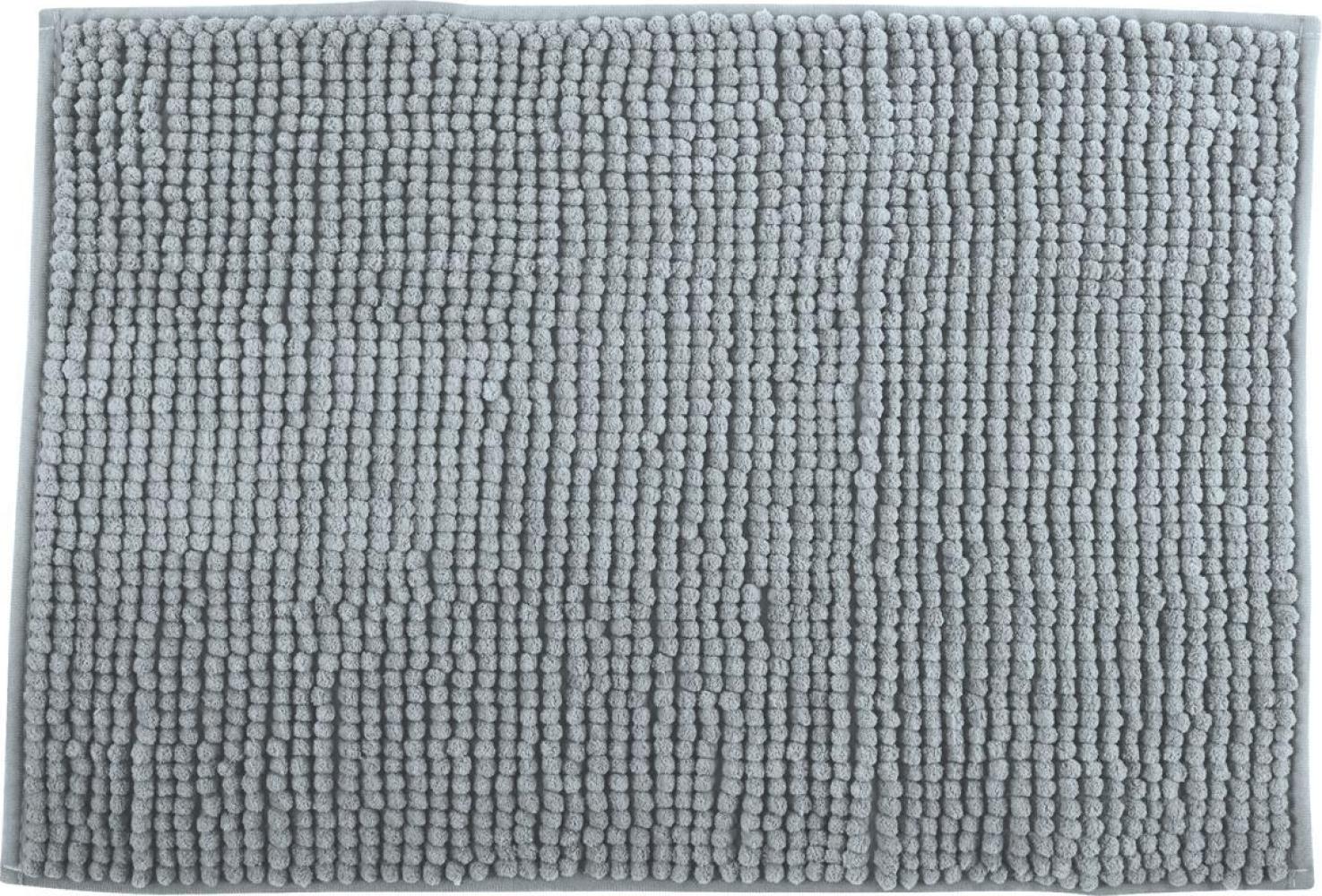 MSV Badteppich Badvorleger Duschvorleger Chenille Hochflor Badematte 60x90 cm – Hellgrau Bild 1