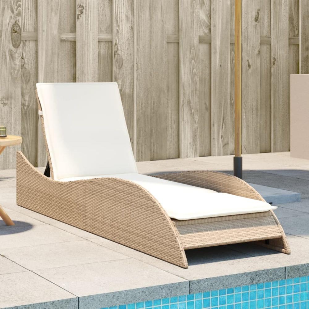 vidaXL Sonnenliege mit Auflage Beige 60x205x73 cm Poly Rattan 368282 Bild 1