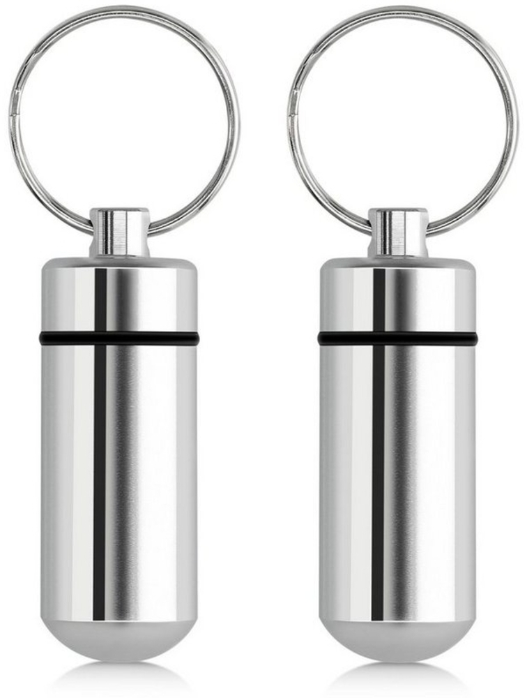 kwmobile Pillendose 2x Metall Pillendose (2 St), 4,8 x 1,7 x 1,7 cm - Tablettendose Box - Pillenbox Aluminium Bild 1