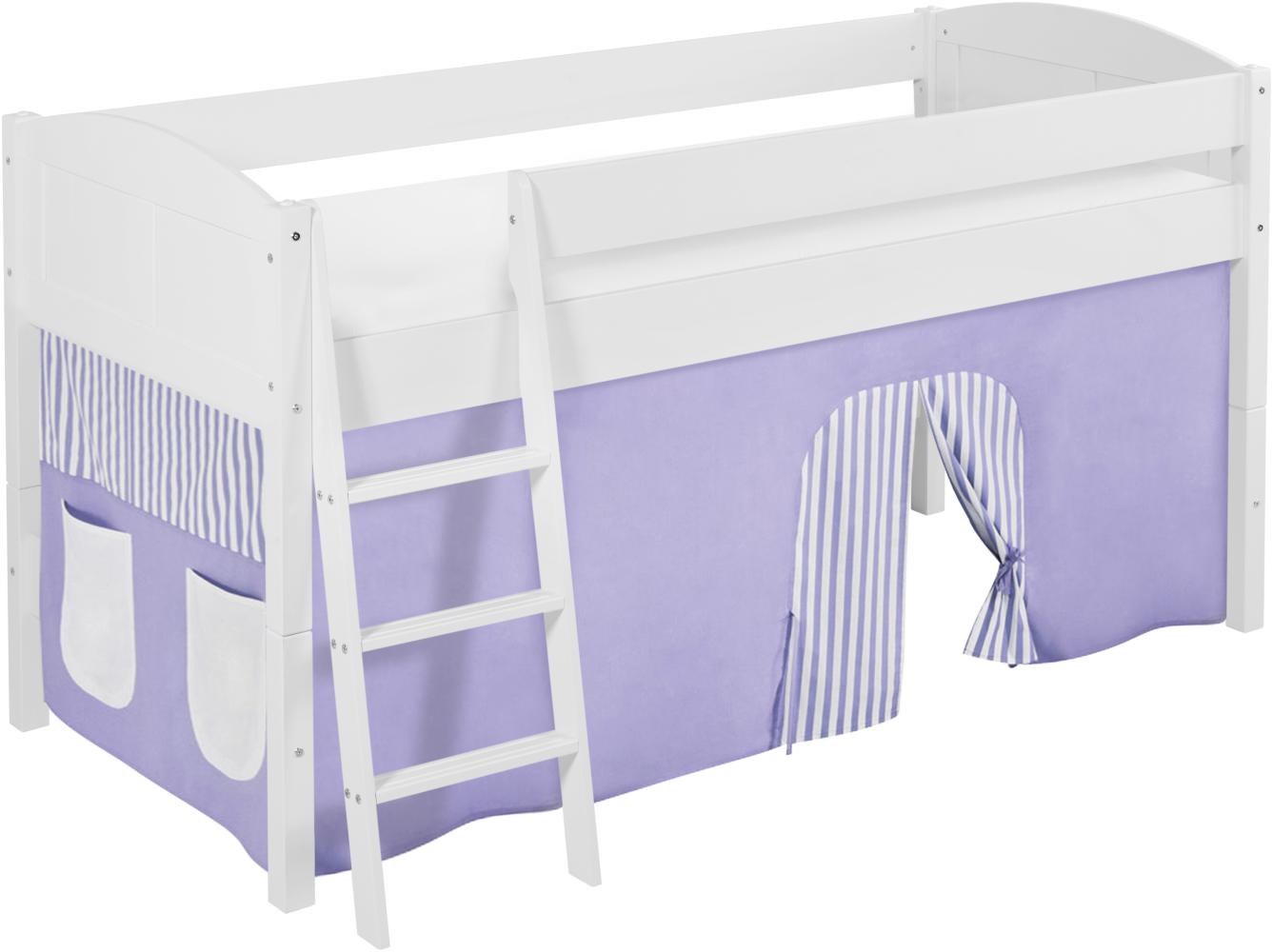 Lilokids 'Ida 4106' Spielbett 90 x 200 cm, Lila Beige, Kiefer massiv, mit Vorhang Bild 1