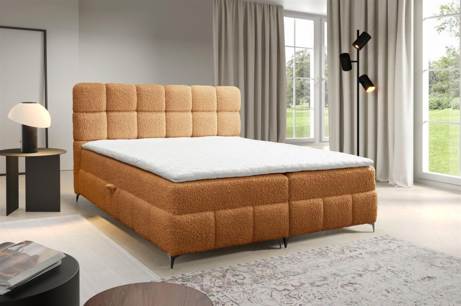 Boxspringbett Bett Schlafzimmerbett SOPHIE 200x200cm Stoff Rolf Honiggelb Bild 1