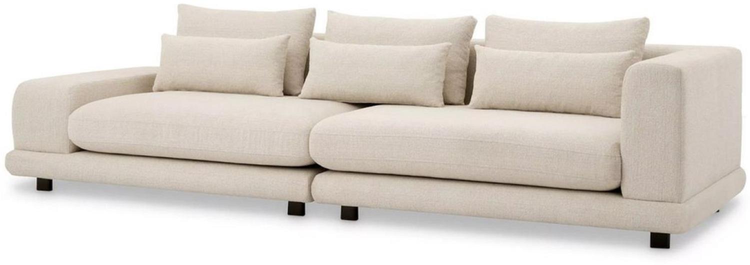 Casa Padrino Luxus Sofa Beige / Schwarz 285 x 106 x H. 66 cm - Wohnzimmer Sofa mit Kissen - Wohnzimmer Möbel - Luxus Möbel - Wohnzimmer Einrichtung - Luxus Einrichtung - Luxus Qualität Bild 1