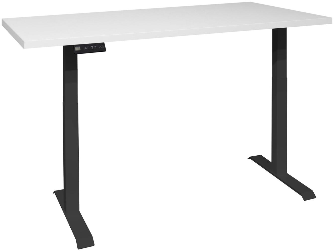 Schreibtisch höhenverstellbar elektrisch Editha 140x90 schwarz/weiß matt lack 14234-14090 Bild 1