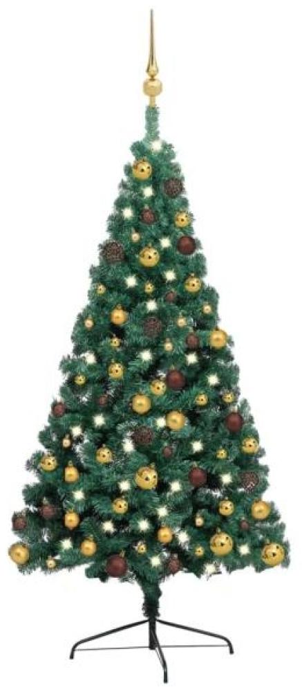 vidaXL Künstlicher Halb-Weihnachtsbaum Beleuchtung Kugeln Grün 240 cm 3077481 Bild 1