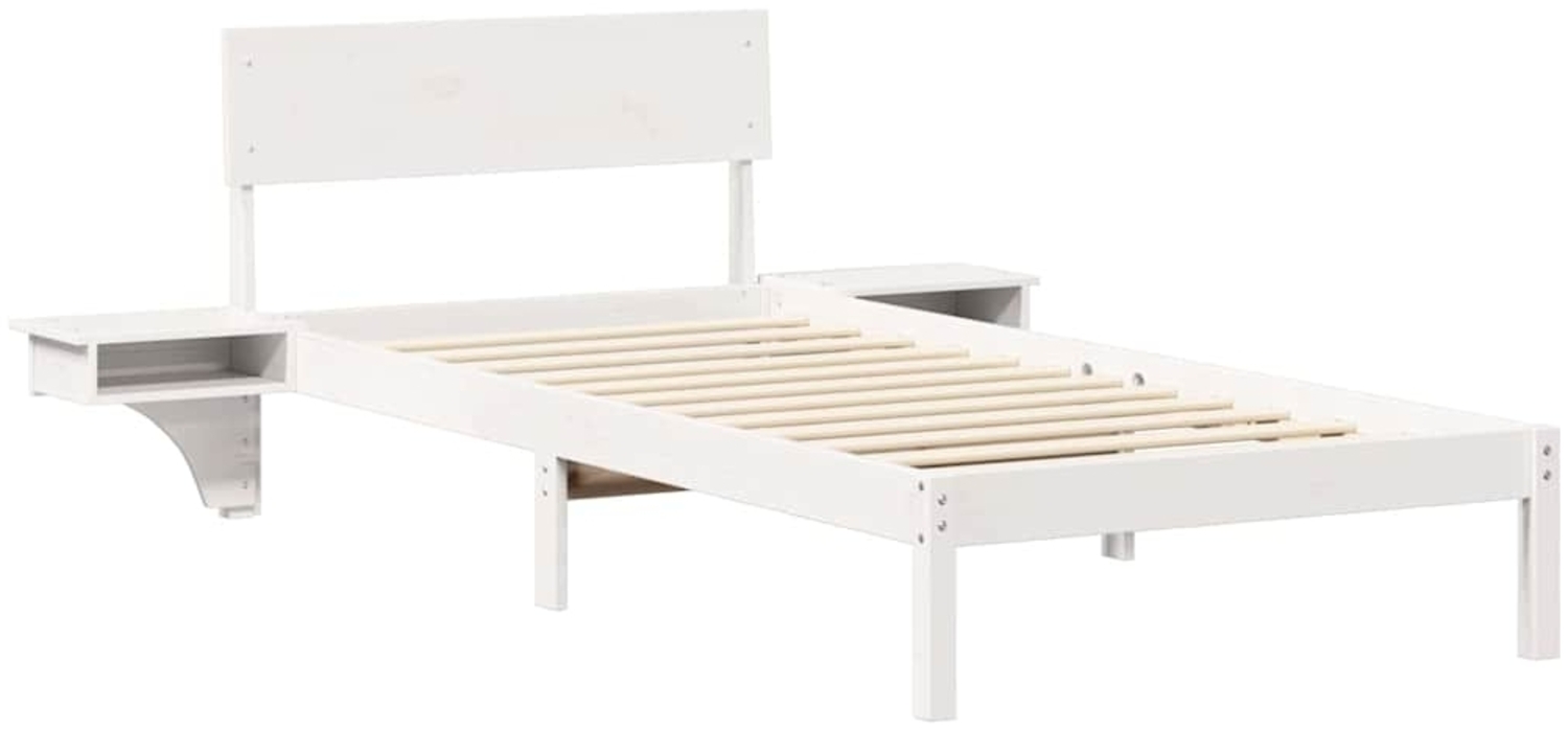 vidaXL Bettrahmen mit Kopfteil Weiß 90 x 190 cm Massives Kiefernholz 873470 Bild 1