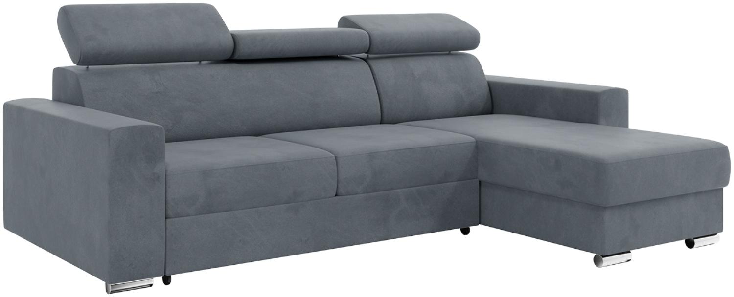 Meblini 'Voss' Schlafcouch mit Bettkasten, Samtstoff, 242 x 168 x 79 cm, Grau, Rechts Bild 1