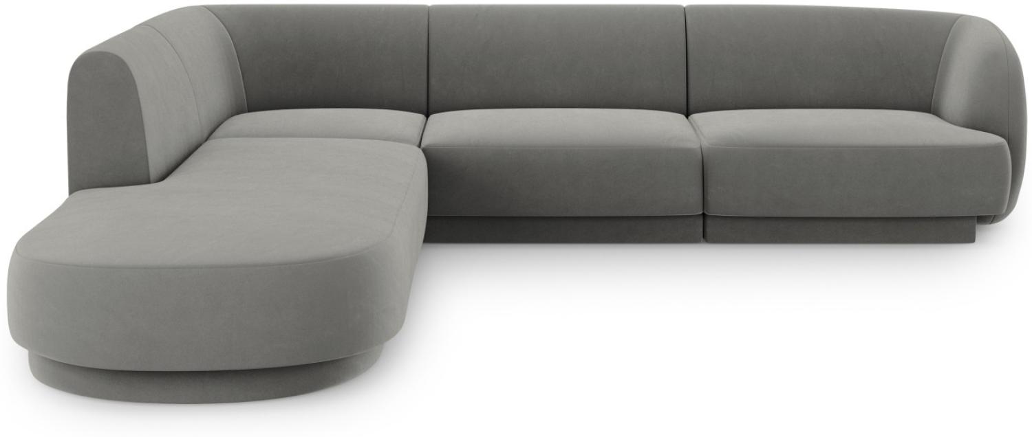 Micadoni 6-Sitzer Ecke links Sofa Miley | Beinfarbe Black Plastic, Hellgrau, Samt Bild 1