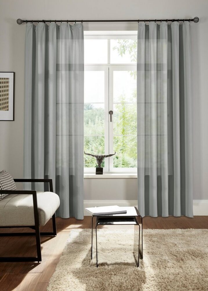 Bruno Banani Vorhang Lagan, Kräuselband (2 St), blickdicht, Polyester, 2-er Set, gewebt, Microfaser, versch. Größen, einfarbig, Bestseller Bild 1