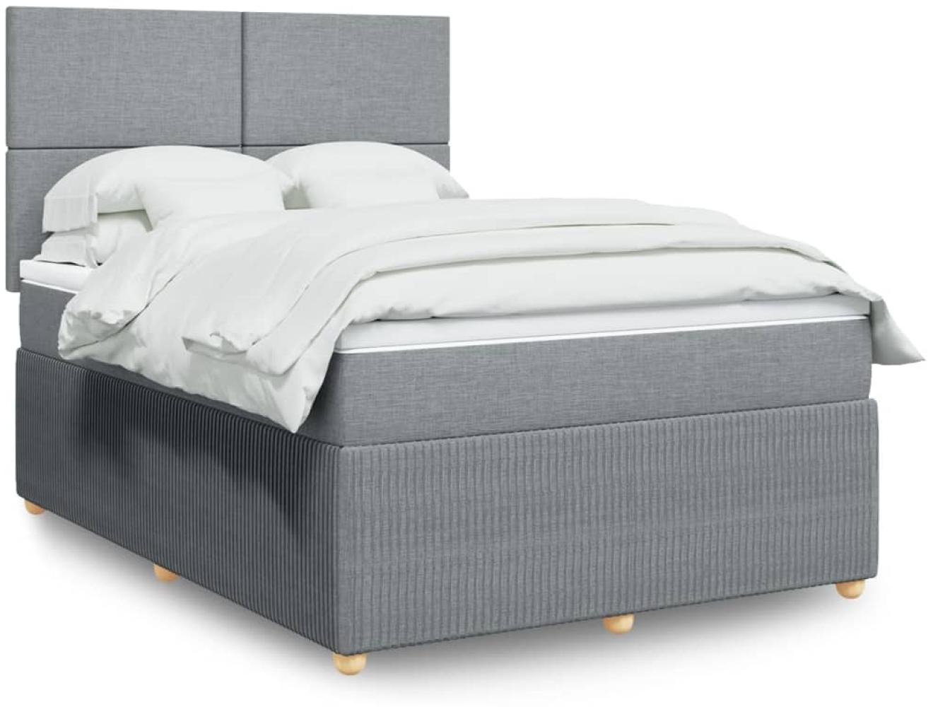 vidaXL Boxspringbett mit Matratze Hellgrau 140x190 cm Stoff 3294344 Bild 1