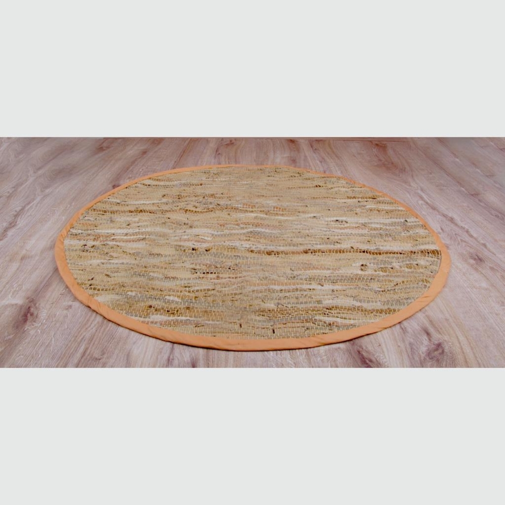 Flickenteppiche Leder Rund 150cm beige Bild 1