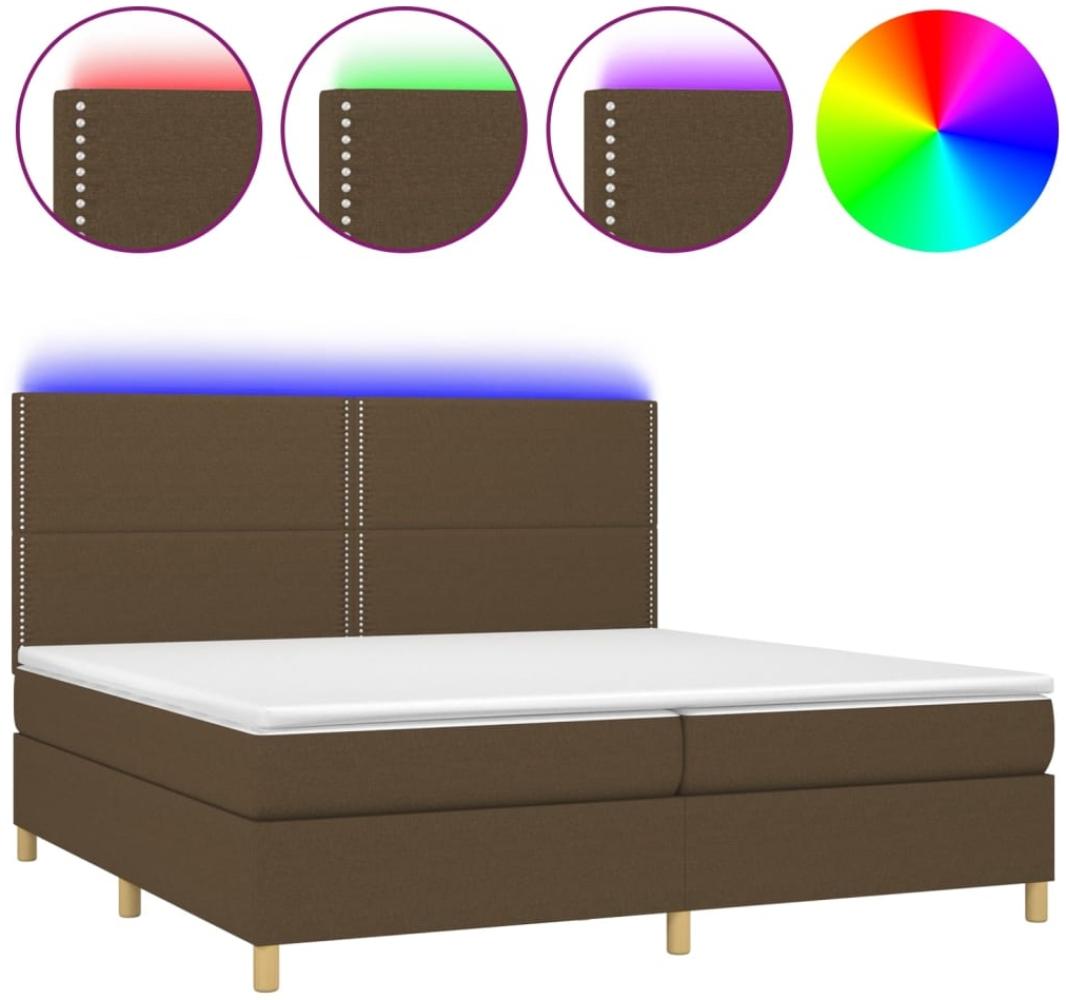 vidaXL Boxspringbett mit Matratze & LED Dunkelbraun 200x200 cm Stoff, Härtegrad: H2 [3135384] Bild 1