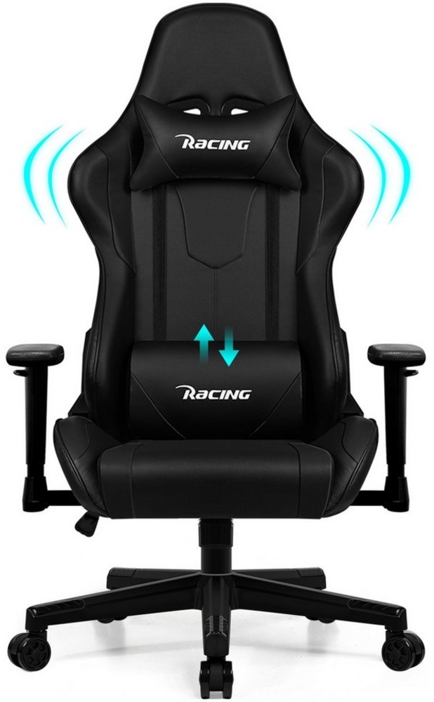 Lexzurn Gaming-Stuhl Gaming Stuhl, Bürostuhl Ergonomisch, Gaming Chair mit Wippfunktionund (mit verstellbare Lendenkissen, Kopfkissen und Armlehnen, Armlehne um 8cm höhenverstellbar), Gaming Stuhl 150 kg belastbarkeit Bild 1