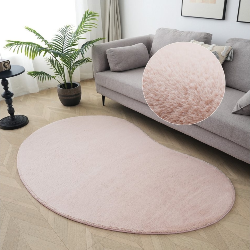 Leonique Fellteppich Balu Bean, Kaninchenfell, U-förmig, Höhe: 20 mm, Kunstfell Teppich, Modern, weich, Wohnzimmer, Schlafzimmer Bild 1