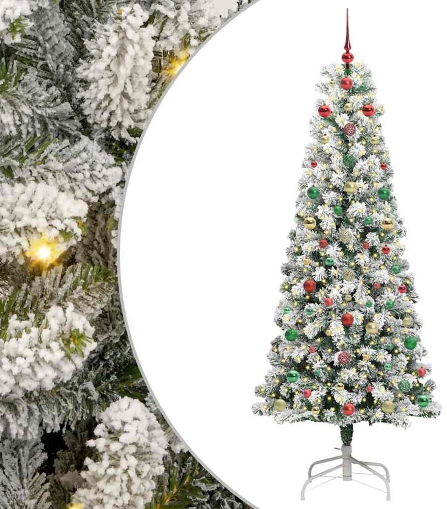 vidaXL Künstlicher klappbarer Weihnachtsbaum Grün und Weiß 240 cm 3395621 Bild 1