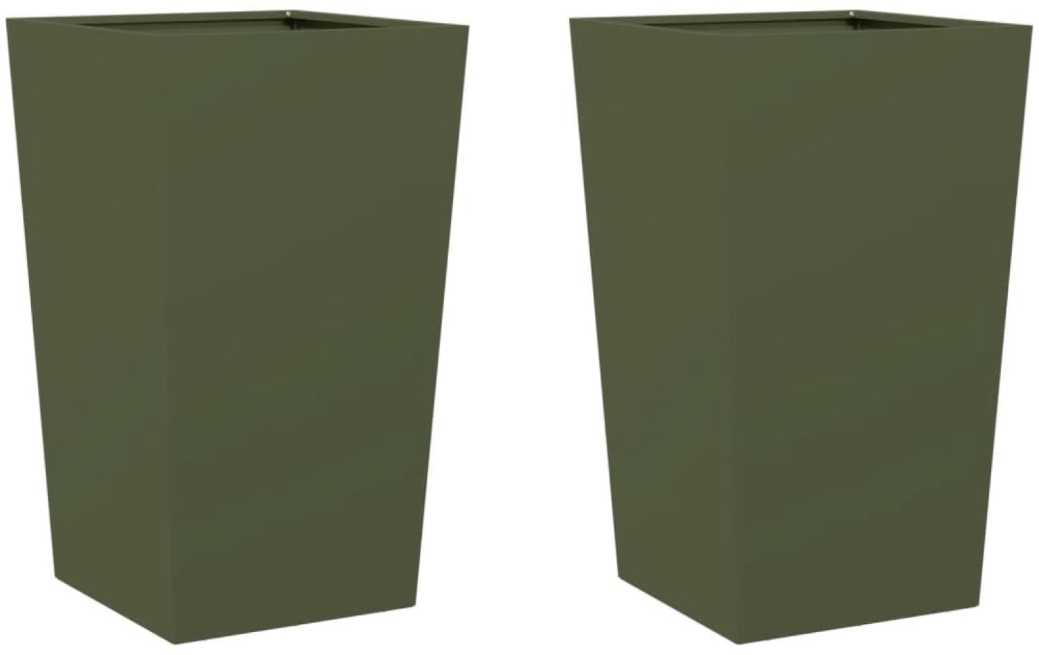 vidaXL Pflanzkübel 2 Stk. Olivgrün 45x45x75 cm Stahl 851101 Bild 1