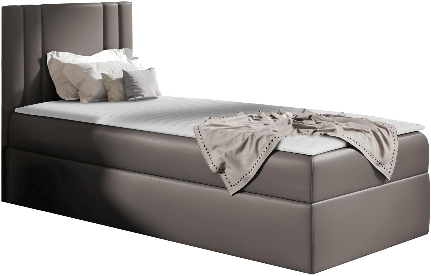 Boxspringbett 'Harlon Mini' links, grau, 80 x 200 cm Bild 1