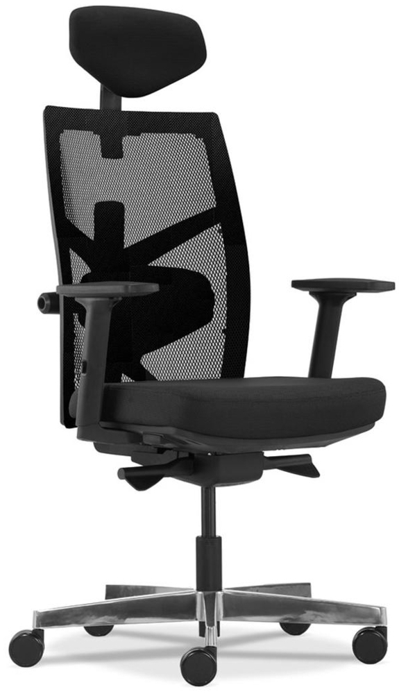 Ergonomischer Bürostuhl mit Mesh-Rückenlehne | Premium XXL Chefsessel & Drehstuhl | 3D-Armlehnen, Kopfstütze, Synchronmechanik & Lordosenstütze | Schwarz, 8-fach verstellbar Bild 1