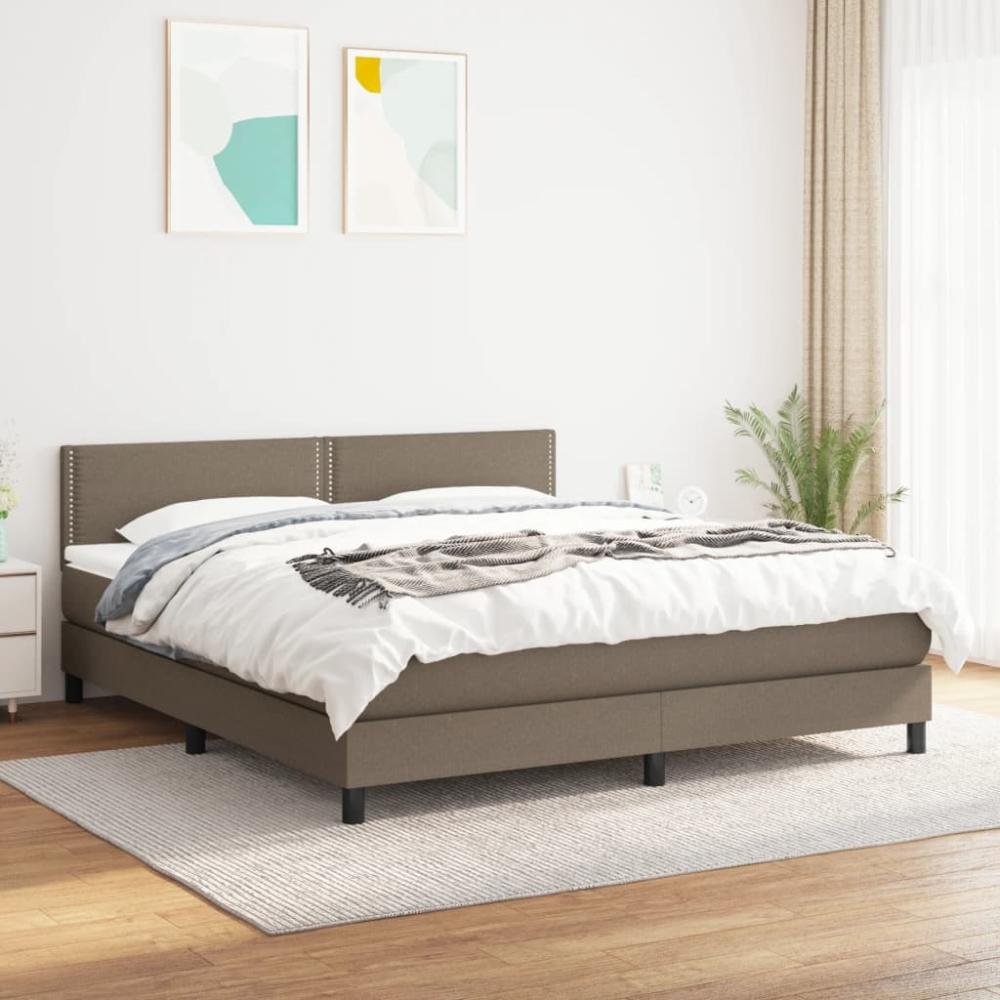 vidaXL Boxspringbett mit Matratze Taupe 180x200 cm Stoff 3139997 Bild 1