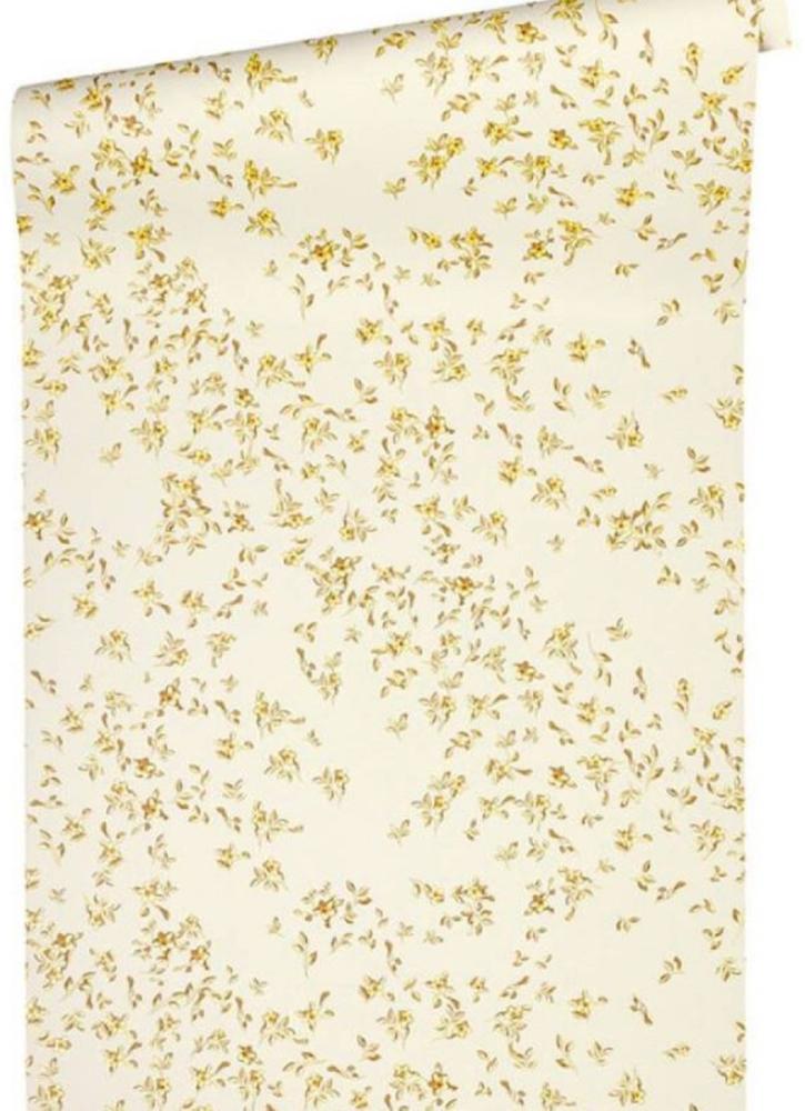 Versace Designer Tapete Barock Blumen 935855 Beige / Braun / Gelb - Satintapete mit elegantem Muster - Hochwertige Qualität Bild 1