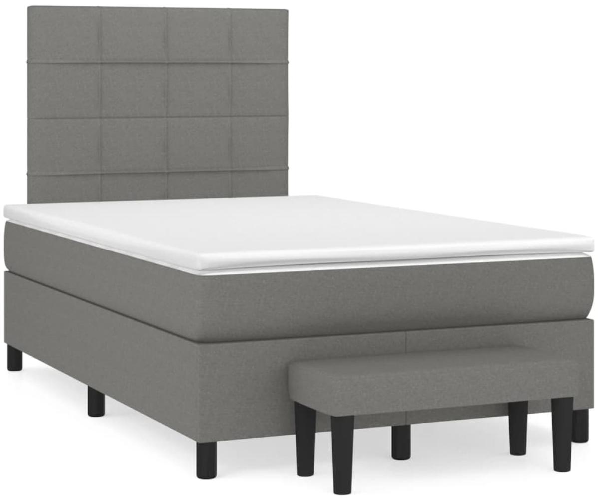 vidaXL Boxspringbett mit Matratze Dunkelgrau 120x190 cm Stoff 3270356 Bild 1