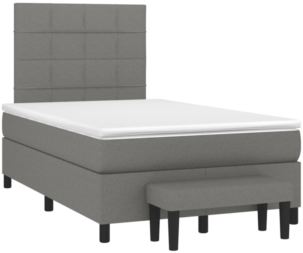 vidaXL Boxspringbett mit Matratze Dunkelgrau 120x190 cm Stoff 3270356 Bild 1