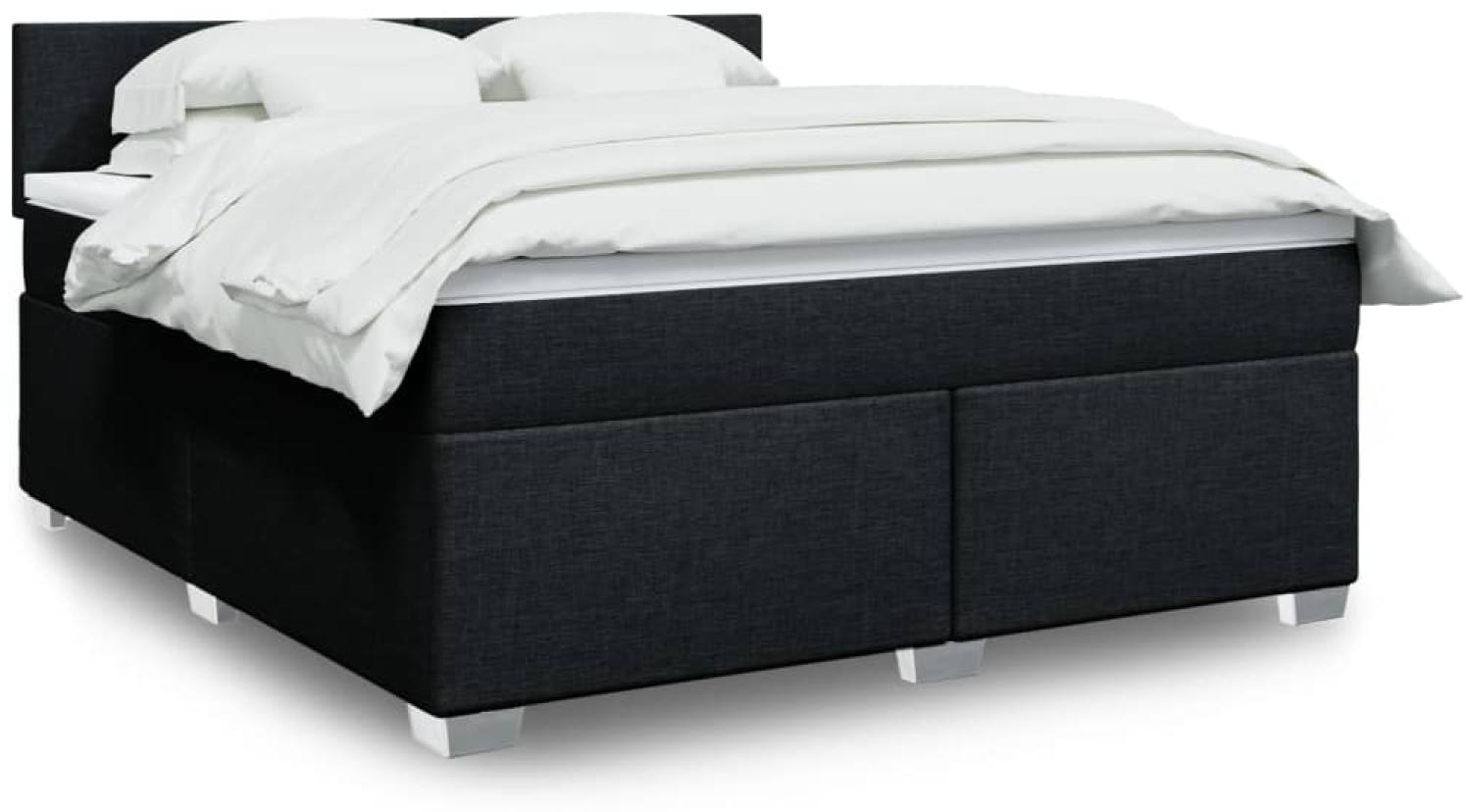 vidaXL Boxspringbett mit Matratze Schwarz 180x200 cm Stoff 3288262 Bild 1