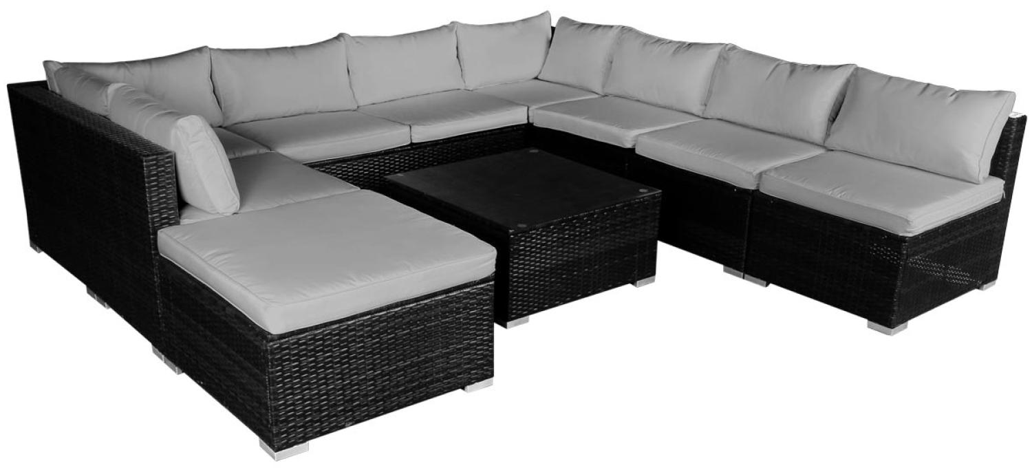 BRAST Gartenmöbel Lounge Sofa Couch Set Paradise Schwarz Poly-Rattan für 7 Personen Bild 1