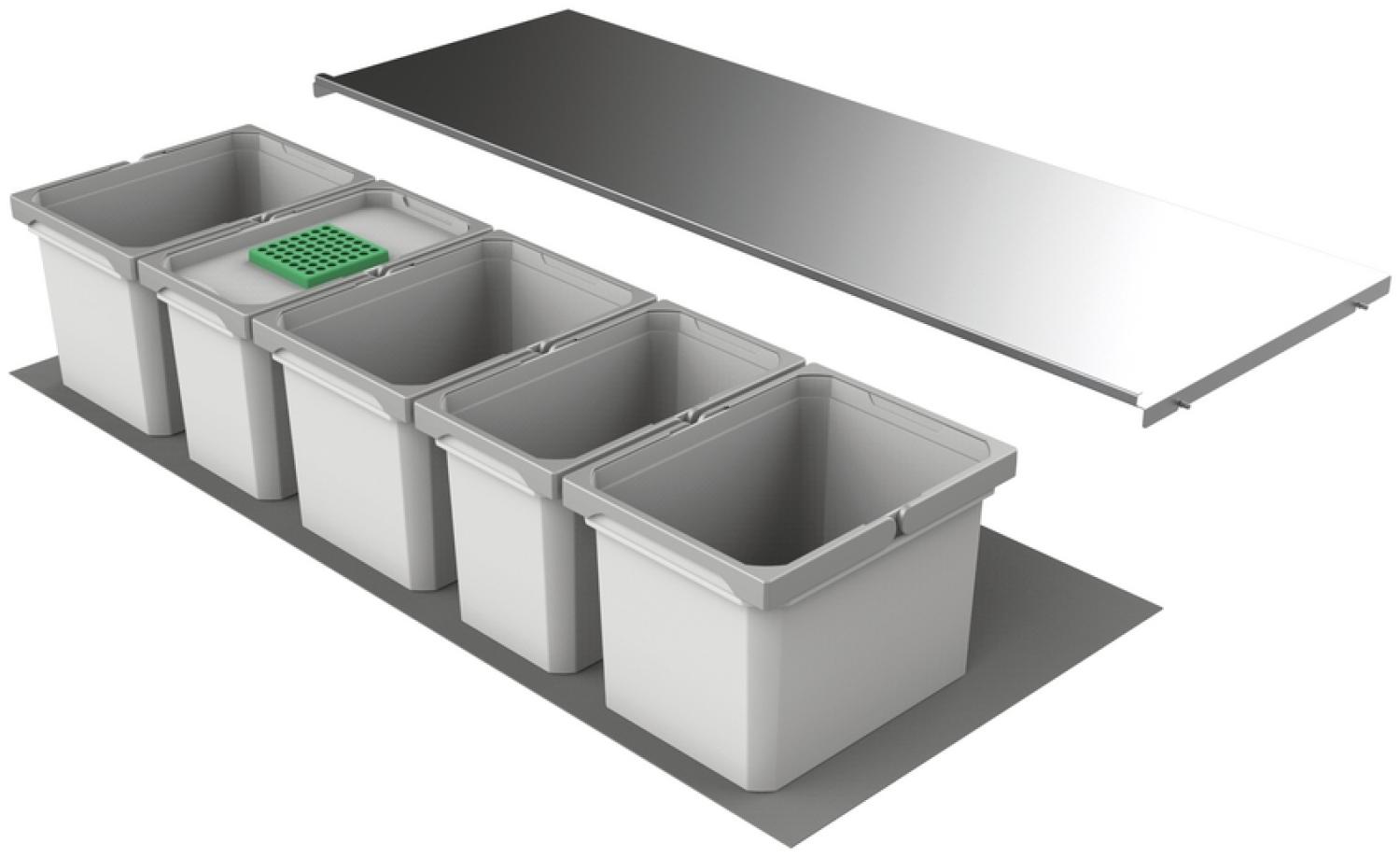 Abfallsorter Cox Box 235 K / 1200-5 für 120 cm Schrankbreite mit Biodeckel / 5-fach Trennung, 45 (3x10 und 2x 7,5) Liter / Abfalleimer / Abfallsammler Bild 1