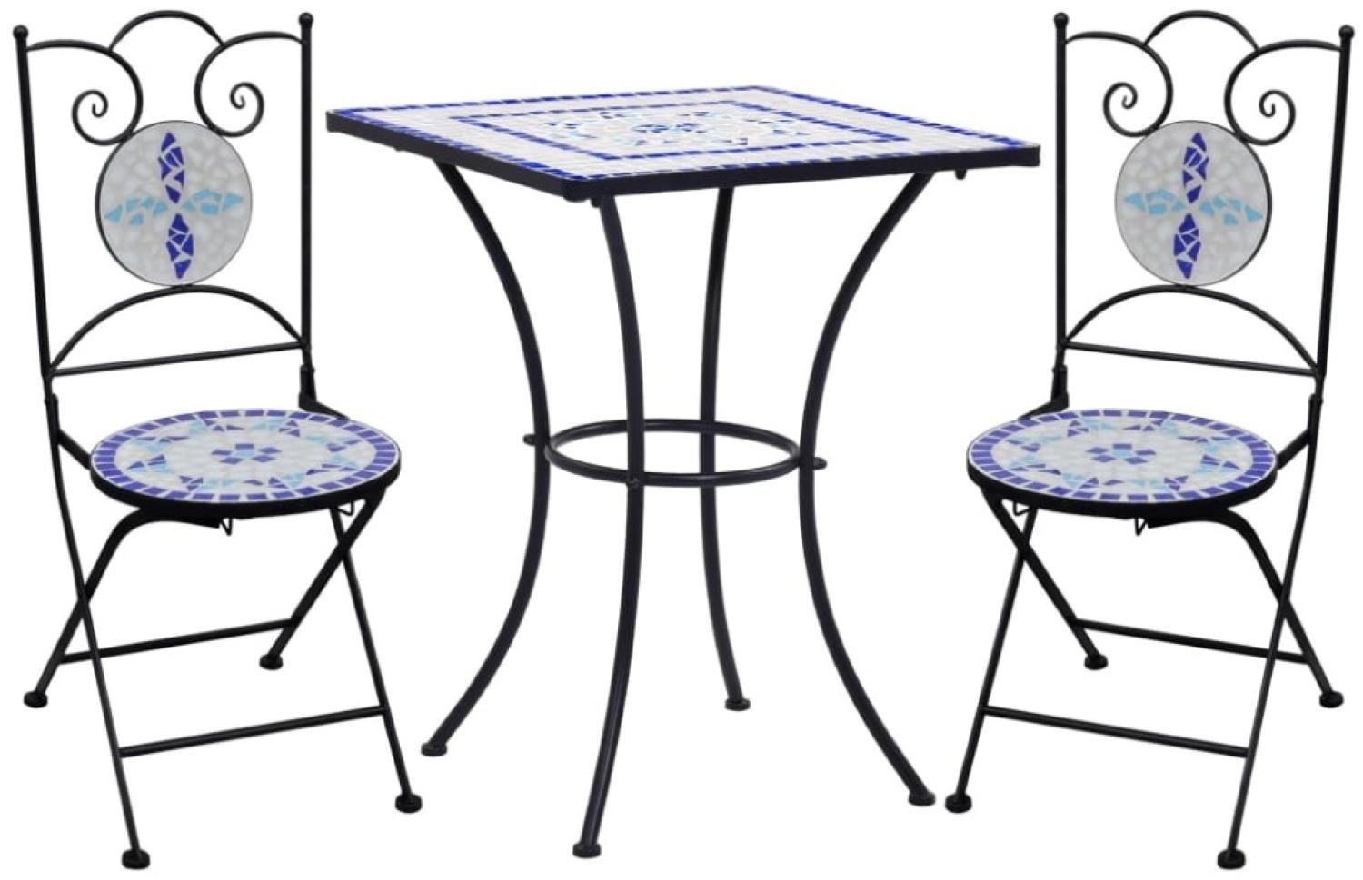 vidaXL 3-tlg. Bistro-Set Mosaik Keramik Blau und Weiß 279413 Bild 1
