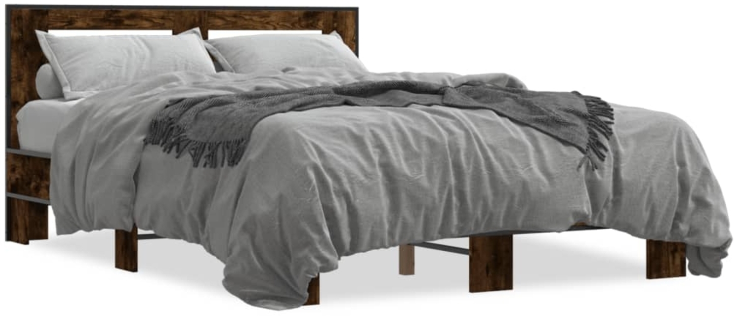 vidaXL Bettgestell Räuchereiche 120x200 cm Holzwerkstoff und Metall 3280109 Bild 1