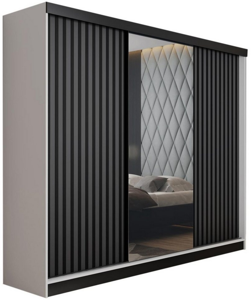 Compleo Schwebetürenschrank mit Spiegel, Breite: 200 cm, Modern design, Lamellen Modern Wohnzimmer Bild 1
