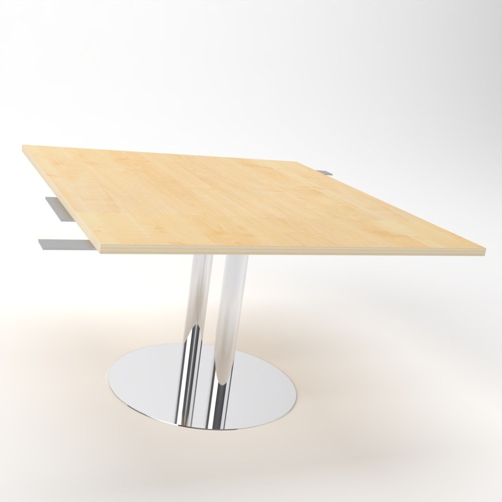 Rheinland Möbel Verkettungsplatte KONTI 120x130 cm – Erweiterungselement in Ahorn mit verchromtem Tellerfuß, Anbautisch für KONTI Konferenztische 280/400/520 cm, modernes Verbindungselement für Besprechungstische Bild 1