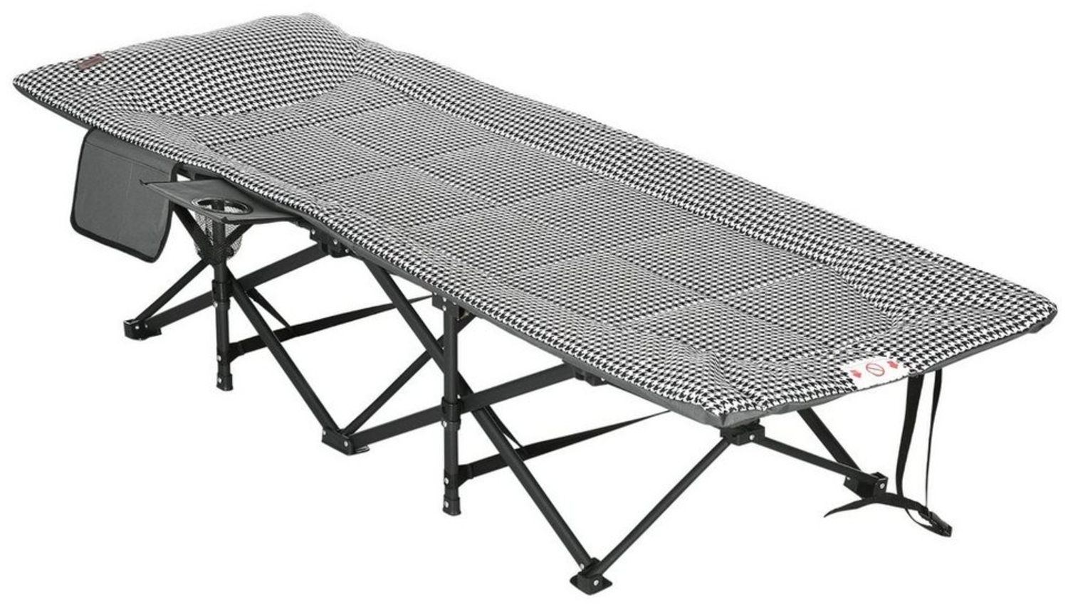 Outsunny Gartenliege mit Tasche, Klappbett mit Becherhalter, für Schwimmbad, Balkon, Feldbett, 1 St, Campingliege, Schwarz, 68 x 186 x 48cm Bild 1